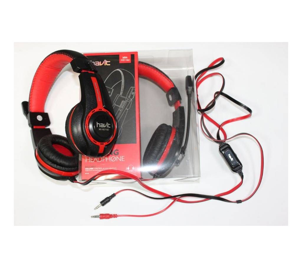 Havit HV-H2116D Stereo Headset with PC Microphone - Black/Red