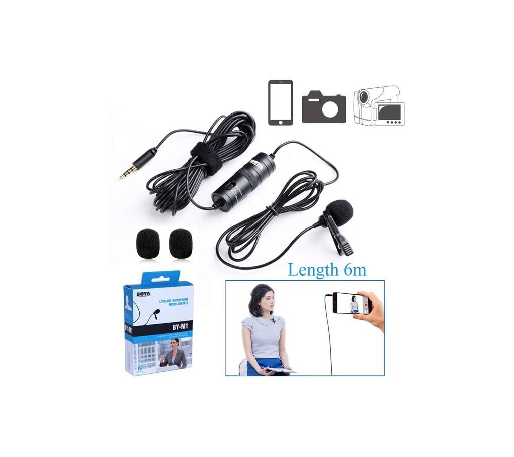 BOYA by-m1 lapel omnidirectional condenser Recording microphone for iphone DSLR camcorder Audio Broadcast recorders tripod