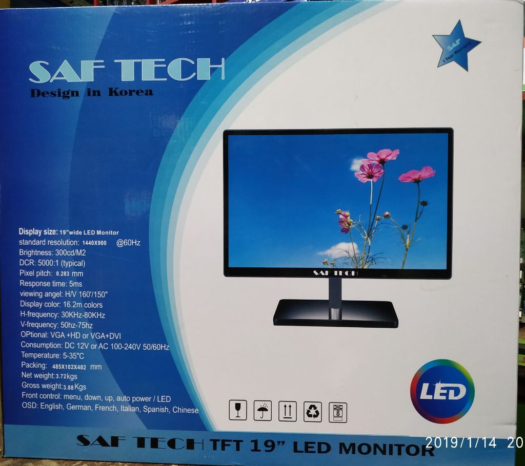 SAF TECH 19" LED Monitor (Design in Korea)