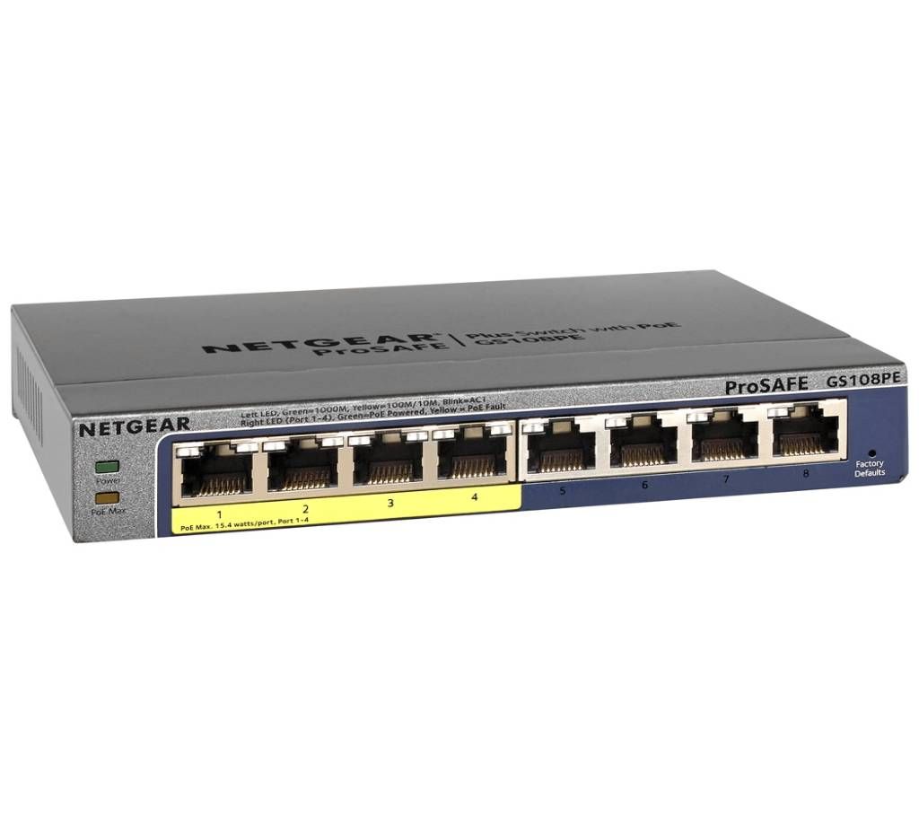 8-Port ProSafe Gigabit Manage Plus Desktop Switch + 4-Port PoE Lifetime Warranty