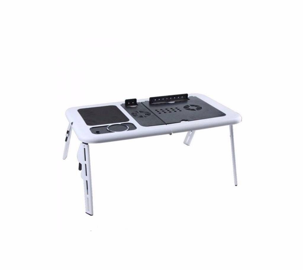 Laptop Table Stand with Cooling Fan - Black and White