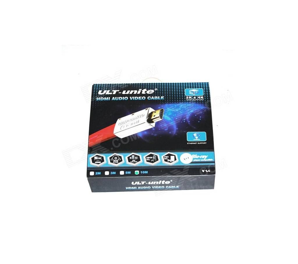 ULT-unite HDMI V1.4 AV Flat Cable with Ethernet High Speed Standard HDMI Cable - 3m - Red