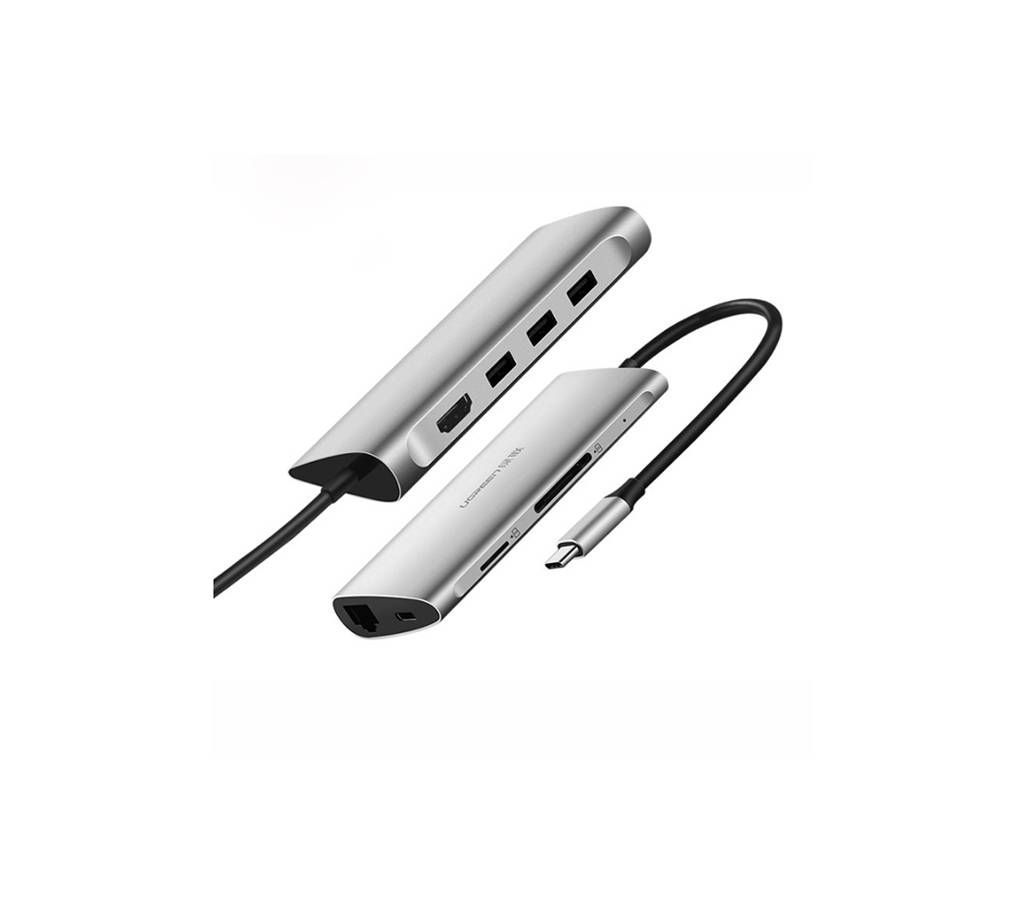USB-C to 3*USB3.0+HDMI+RJ45+SD&TF converter sliver