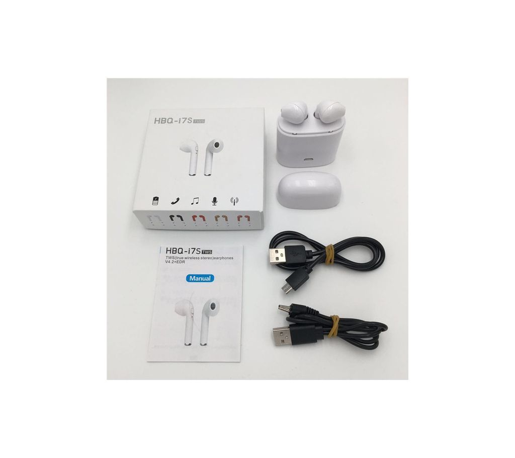 Original i7s TWS Wireless Bluetooth AirPods Earbuds with Charging case -White