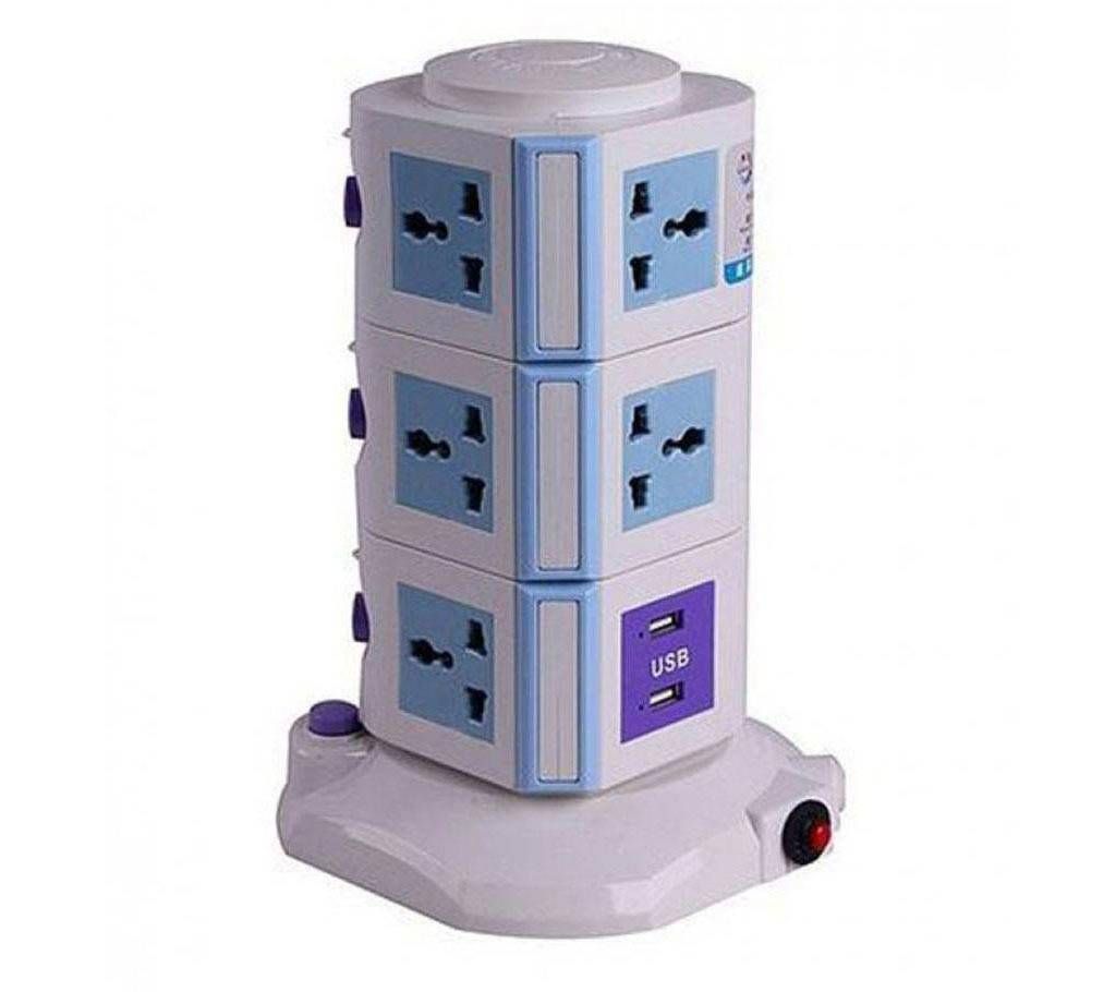 3 layers multi plug with 2 USB ports 