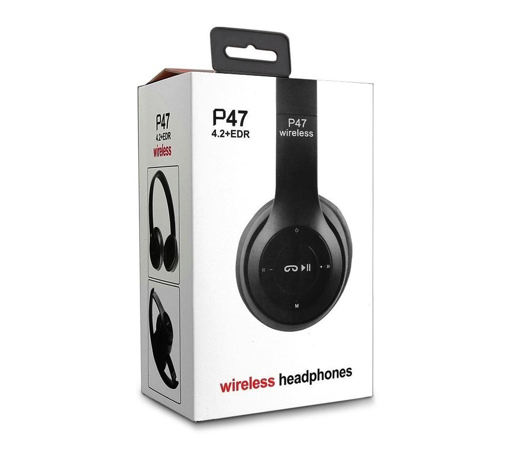 Wireless Headphones, P47 Bluetooth Over Ear Foldable Headset with Microphone Stereo Earphones