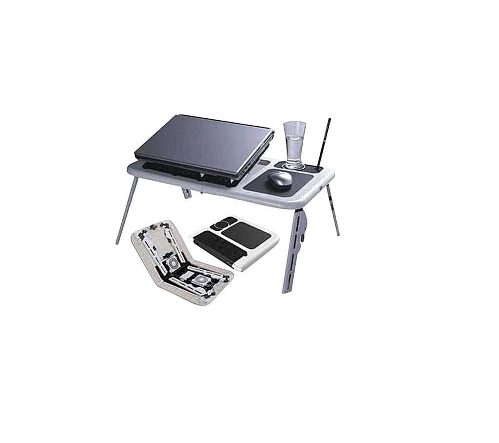 E-Laptop Table with Cooling System - White 