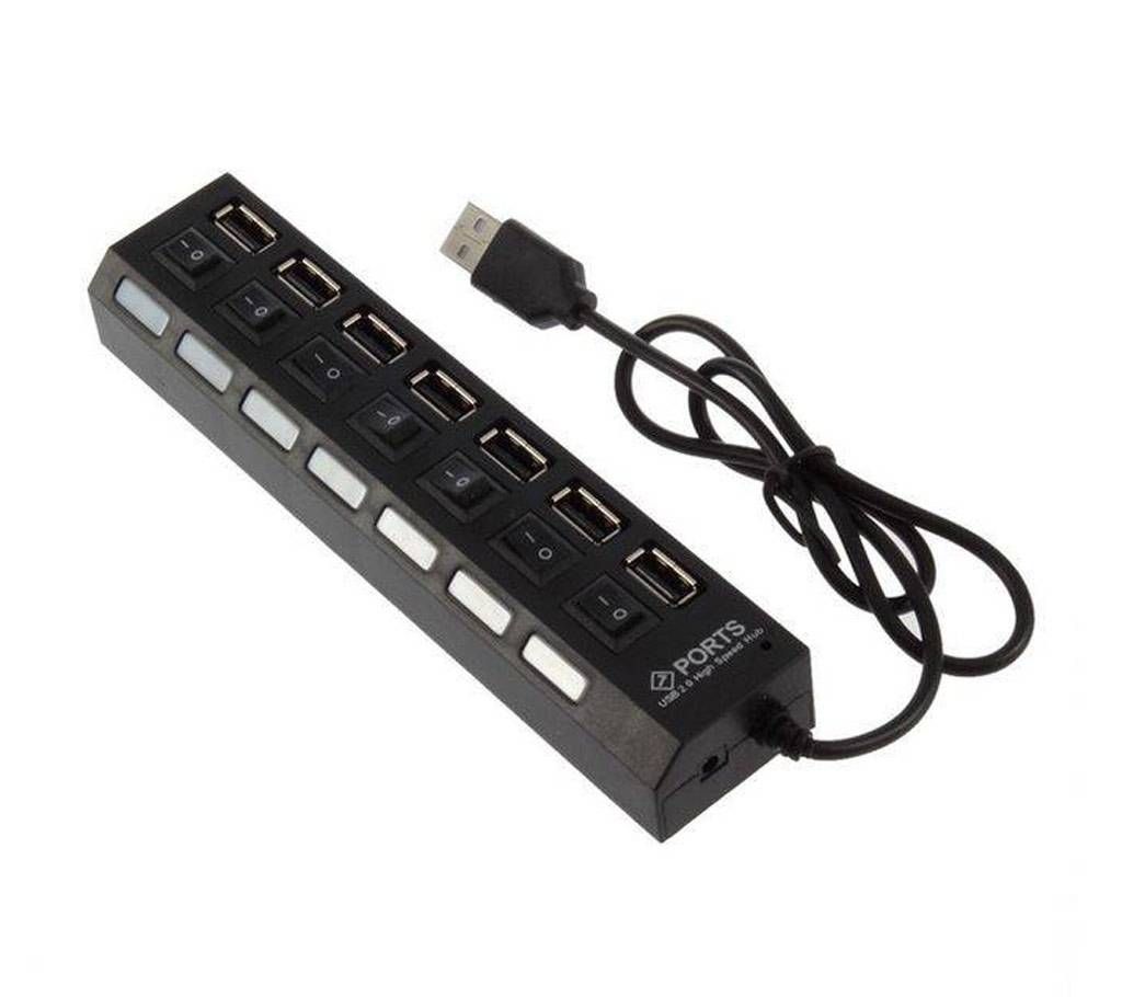 7 port USB 2.0 hub with switch-white