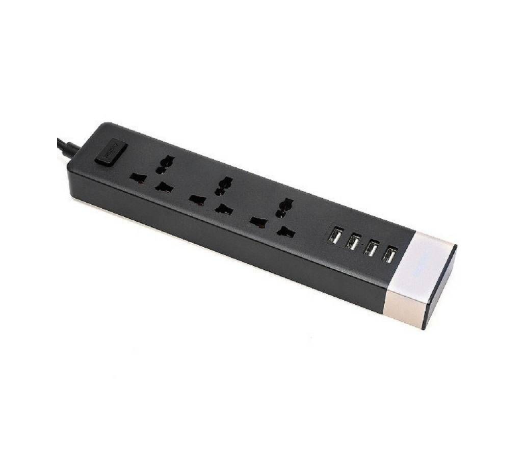 REMAX RU-S2 AC Socket-Outlets and 4-Port USB Charger - Black & Gold