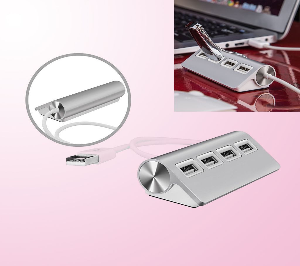 Premium 4 Port Aluminum USB Hub
