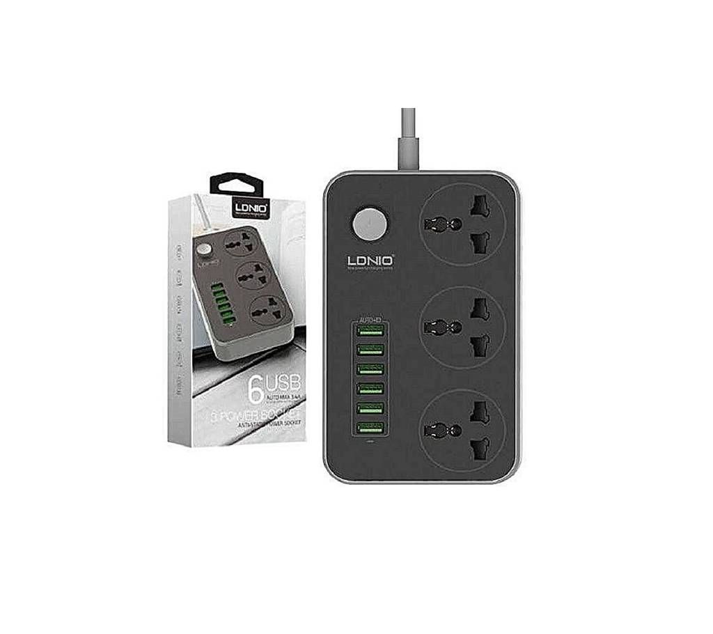 Ldnio SC3604 Power Strip with 6 USB Ports - Black