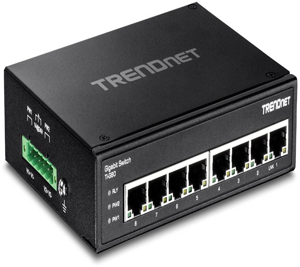 8-PORT HARDENED INDUSTRIAL GIGABIT DIN-RAIL SWITCH