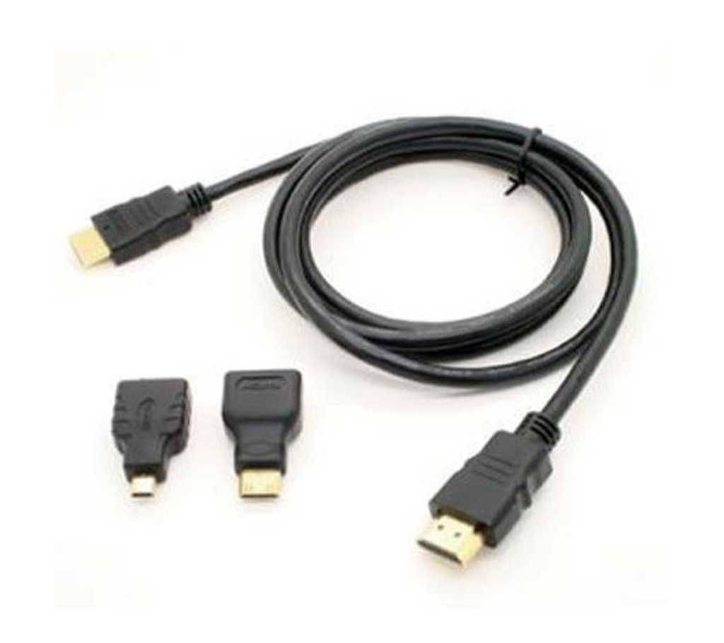 3 in 1 HDMI cable with micro, mini head
