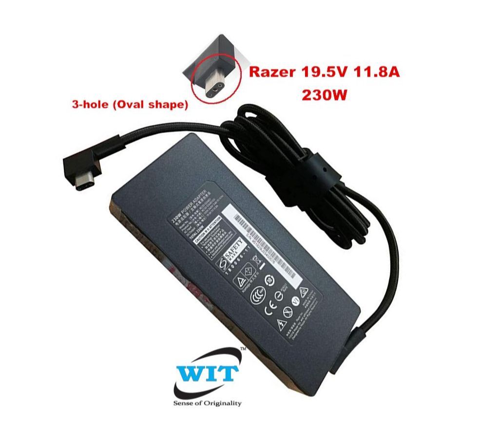 Razer 19.5V 11.8A 230W Original AC Power Adapter or Charger for Razer Blade 15 RC30-024801 Gaming Laptop Oval shape 3-hole