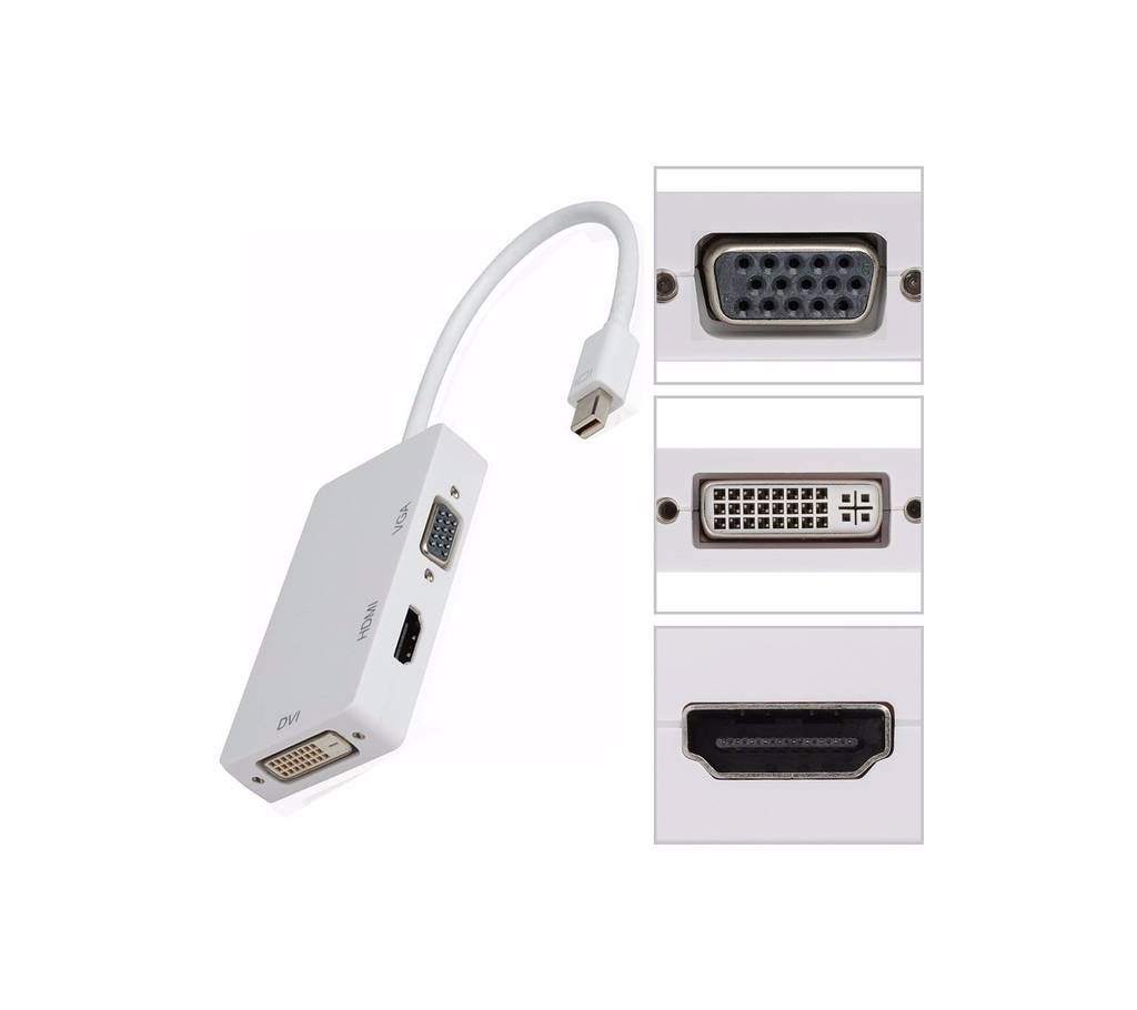 Mini Display to HDMI +VGA+DVI Adapter Cable