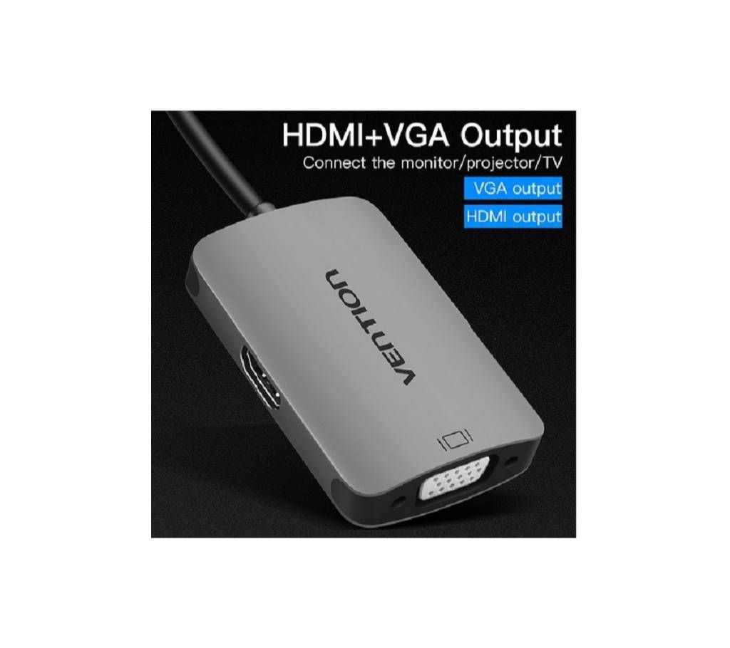 VENTION USB Type C to HDMI and VGA Converter - Grey