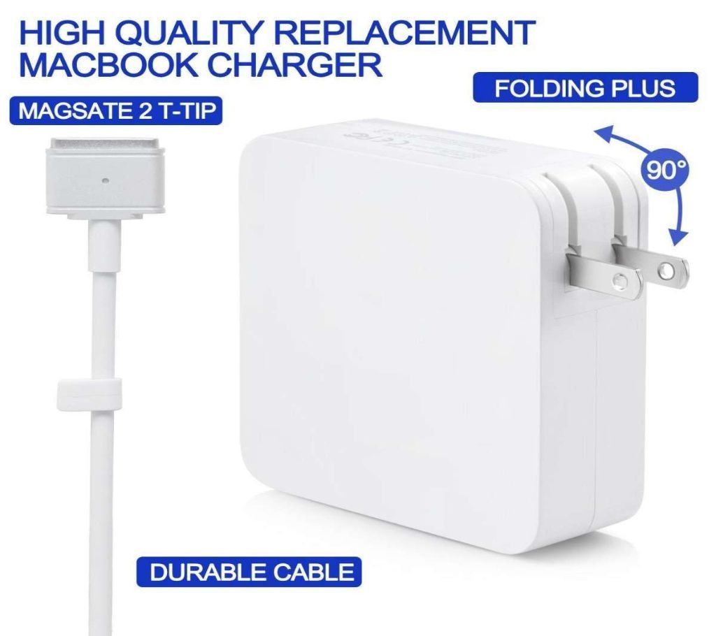 Mac Book Pro Charger, AC 60W Magsafe2 T-Tip Power Adapter Charger for MacBook Pro 13.3 Retail Package A1425 A1435 A1465 A1502 (Made After Late 2012)
