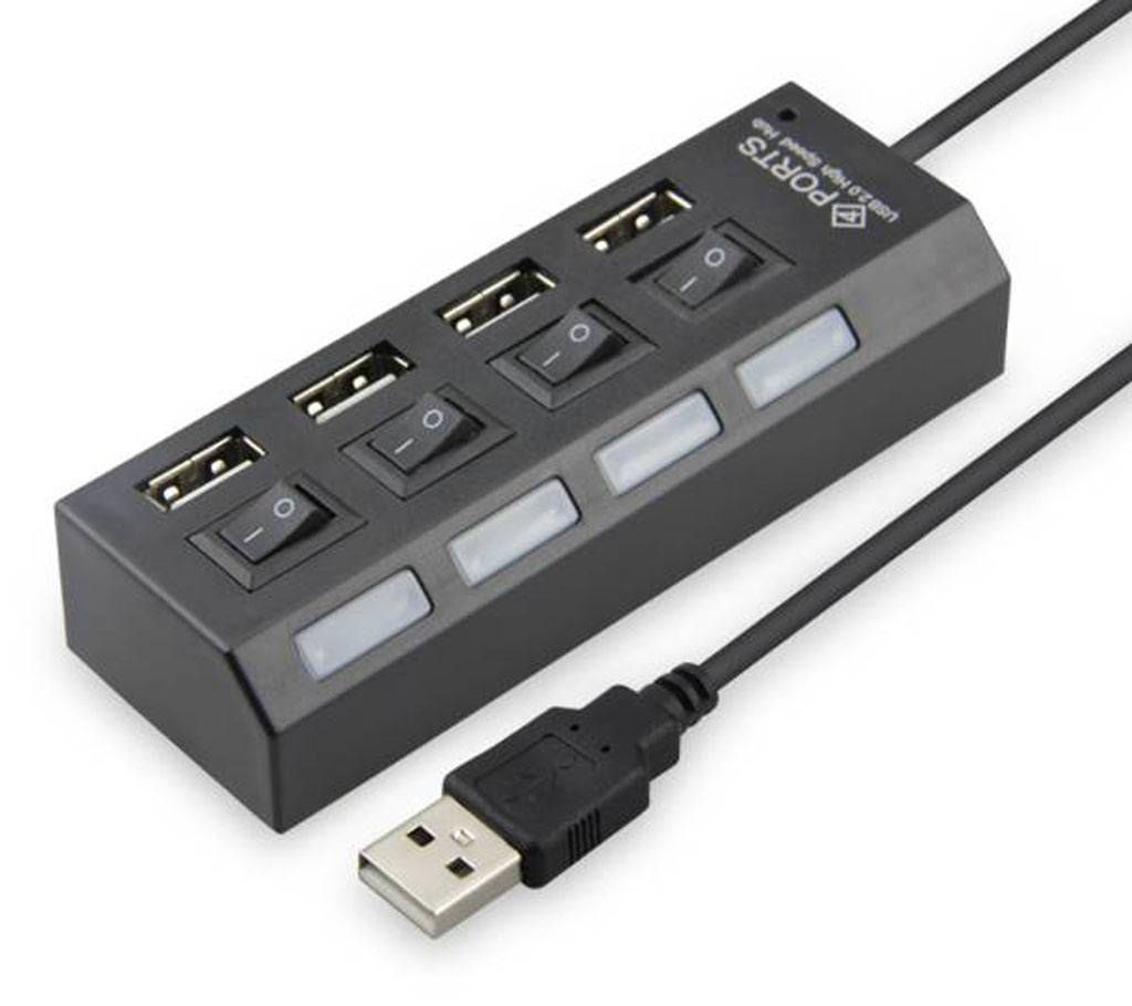 4 Ports USB 2.0 Hub LED USB Hub With Switch 