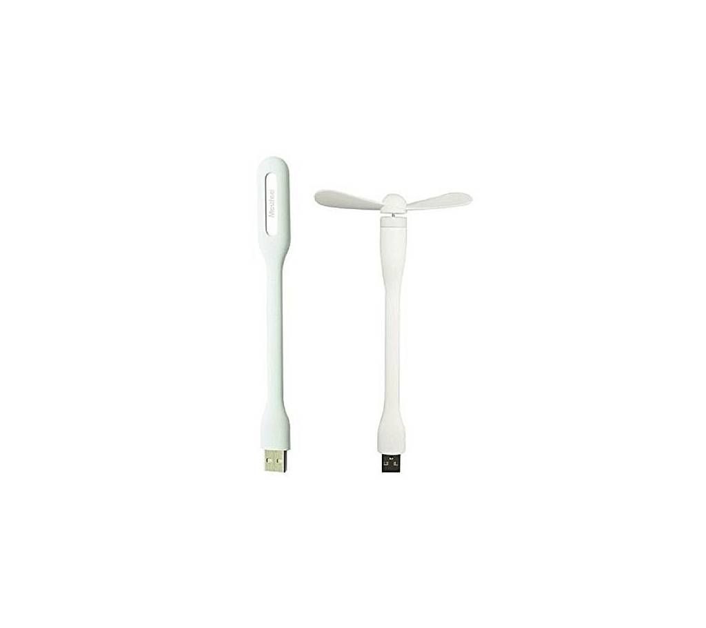 Sun USB Fan + USB Light - White