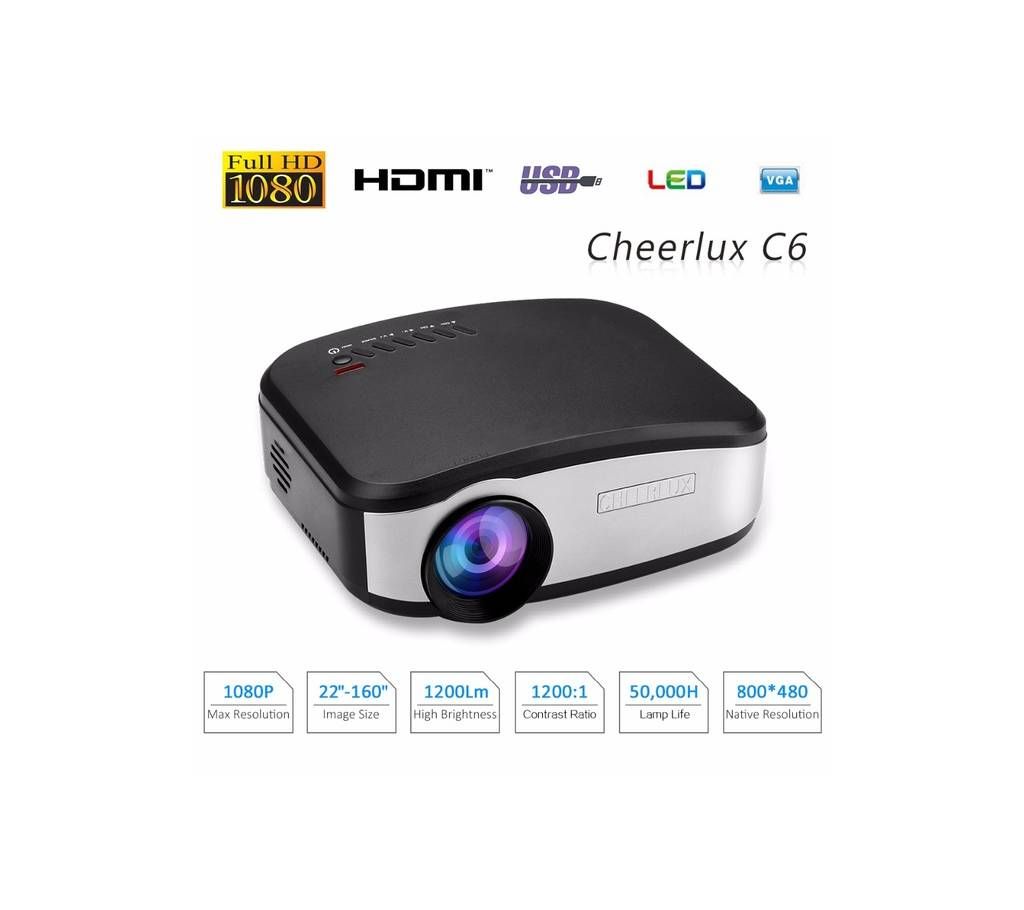 Cheerlux C6 Mini LED TV Projector