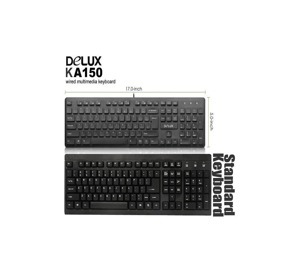 Delux KA150 Keyboard Black Wired Multimedia