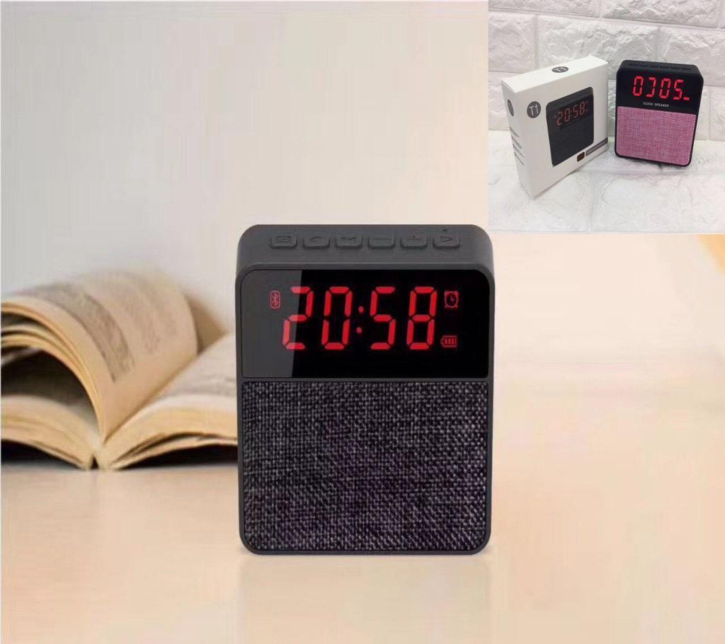 T1 Multi-functional Wireless Speaker with LED Alarm Clock and FM radio -Black
