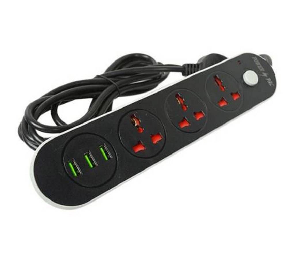 3 Socket Power Strip With 3 USB Ports