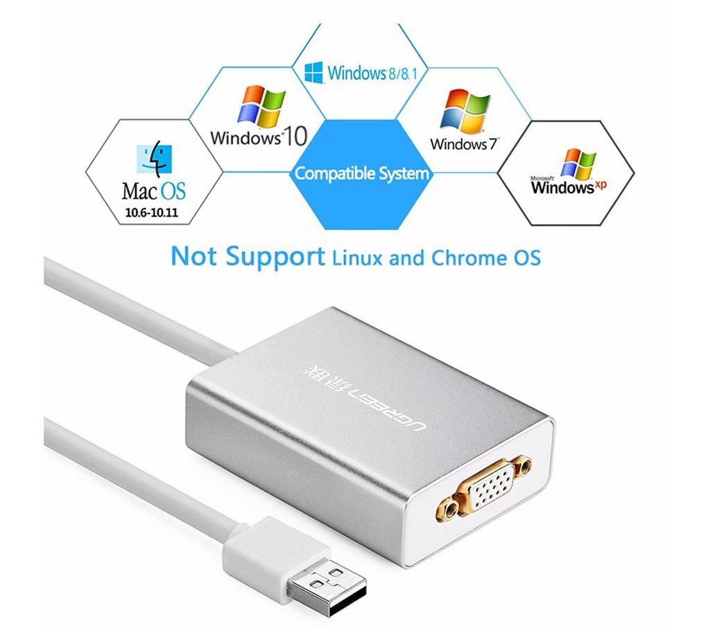 USB 2.0 to VGA converter Silver 80CM