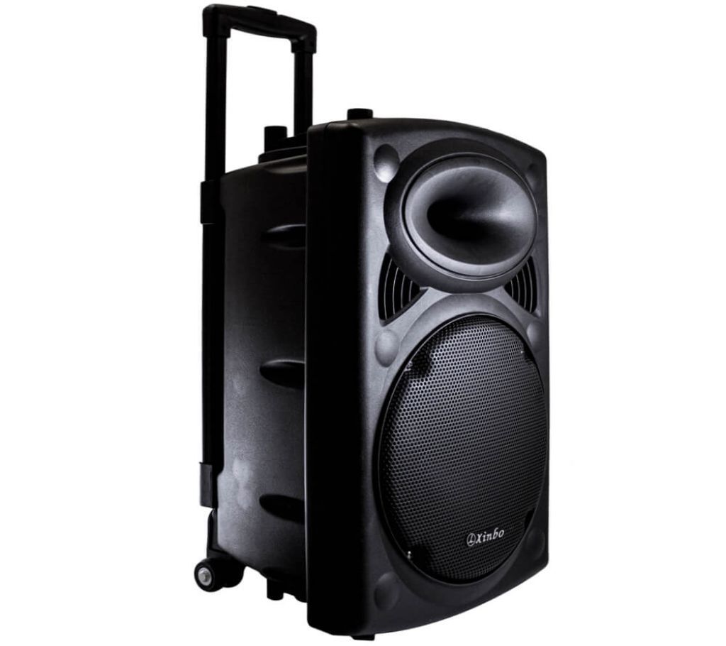 Rechargeable bluetooth karaoke trolly speaker with wireless microphone - Black
