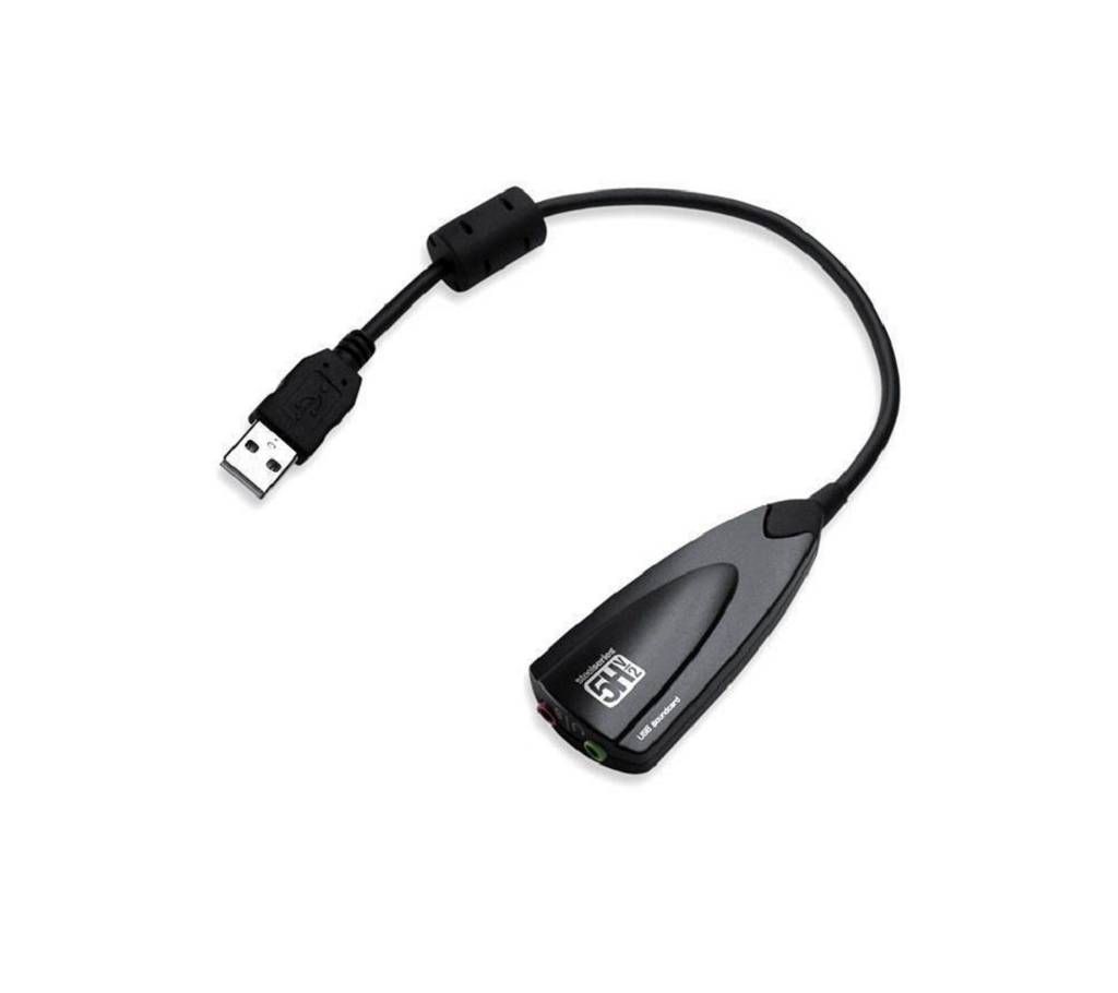 USB 3D Sound Card Adapter With Cable Line 5H Good- Black