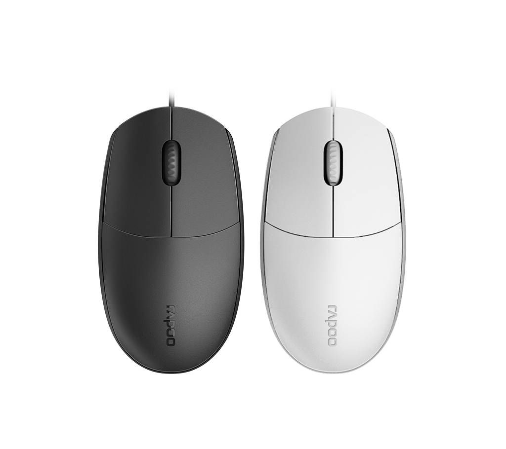 RAPOO N100 USB Wired Optical Mute Mouse Black 1000DPI for Home Office Computer Mouse