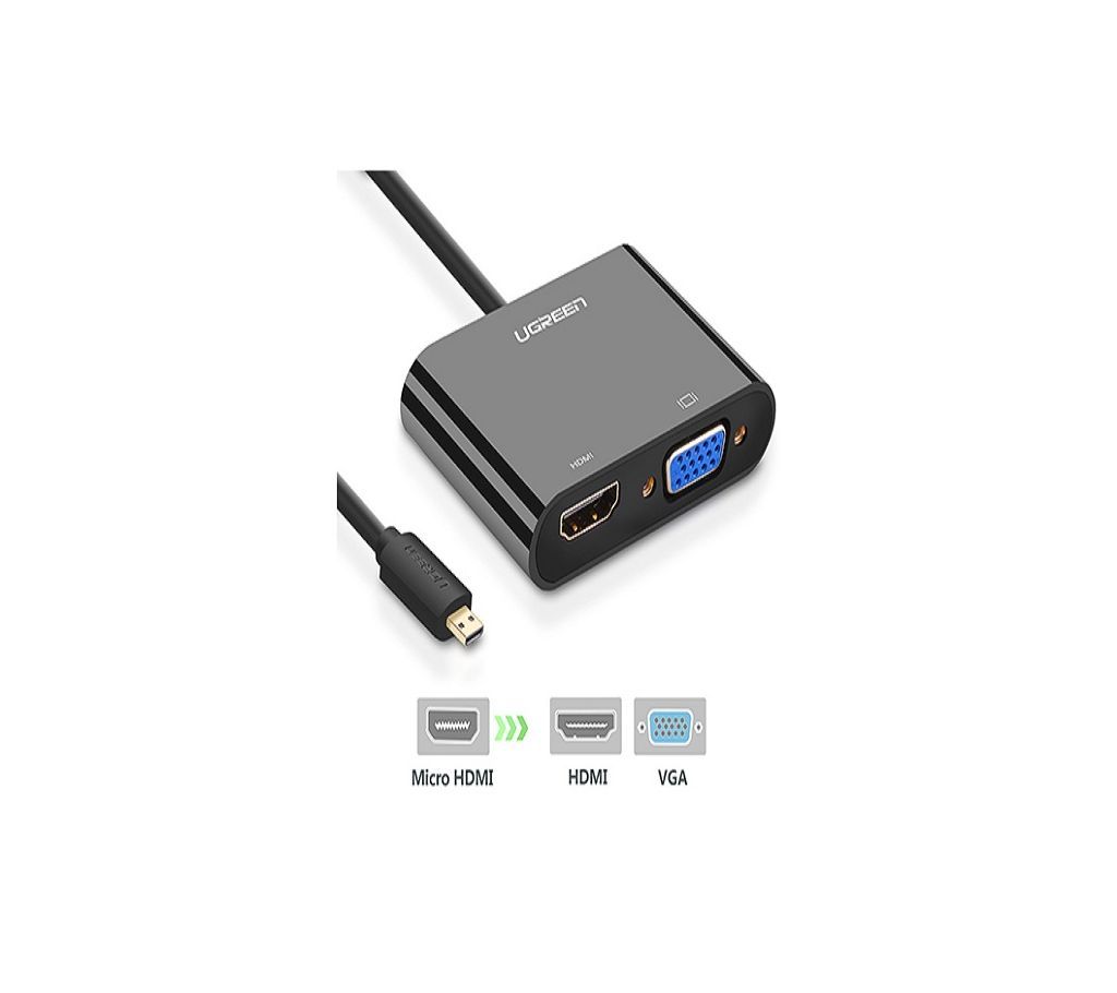 UGREEN micro HDMI to HDMI+VGA Adapter black ABS