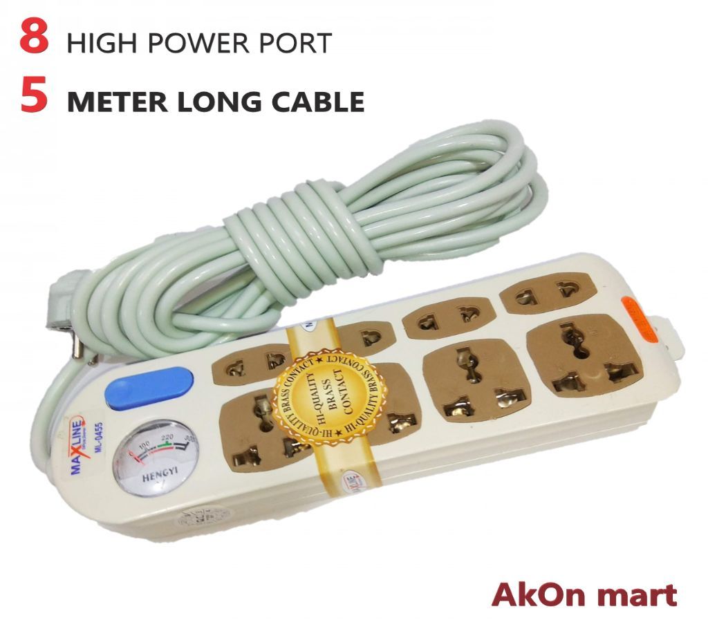 Multiplug Extension 8Port socket WITH 5 METER CABLE