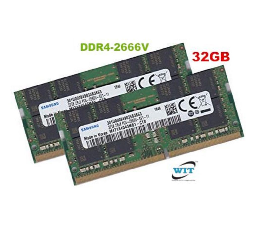 32GB 2Rx8 PC4-21300 (2666V) DDR4 2666MHz Memory(RAM) Module (Original) for Laptop & Macbook