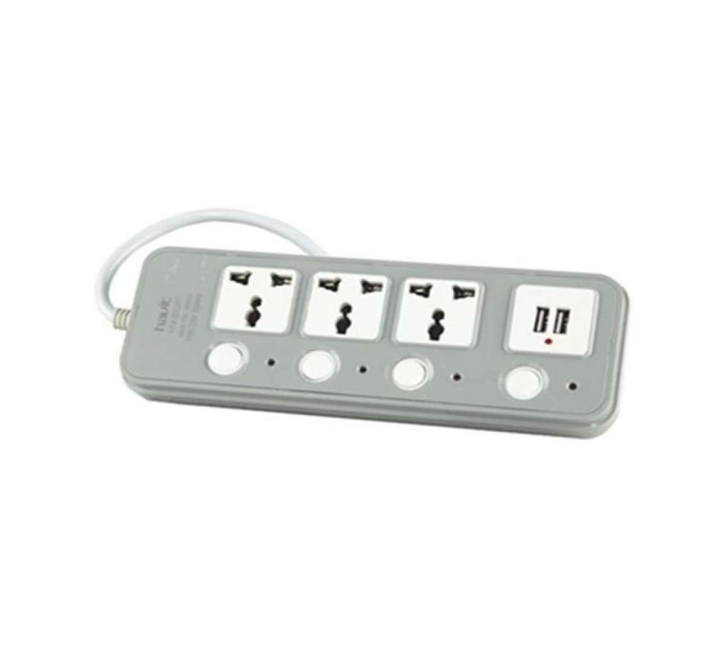 HV-SC01 Multi Socket with USB Charging Point For Smartphone - White