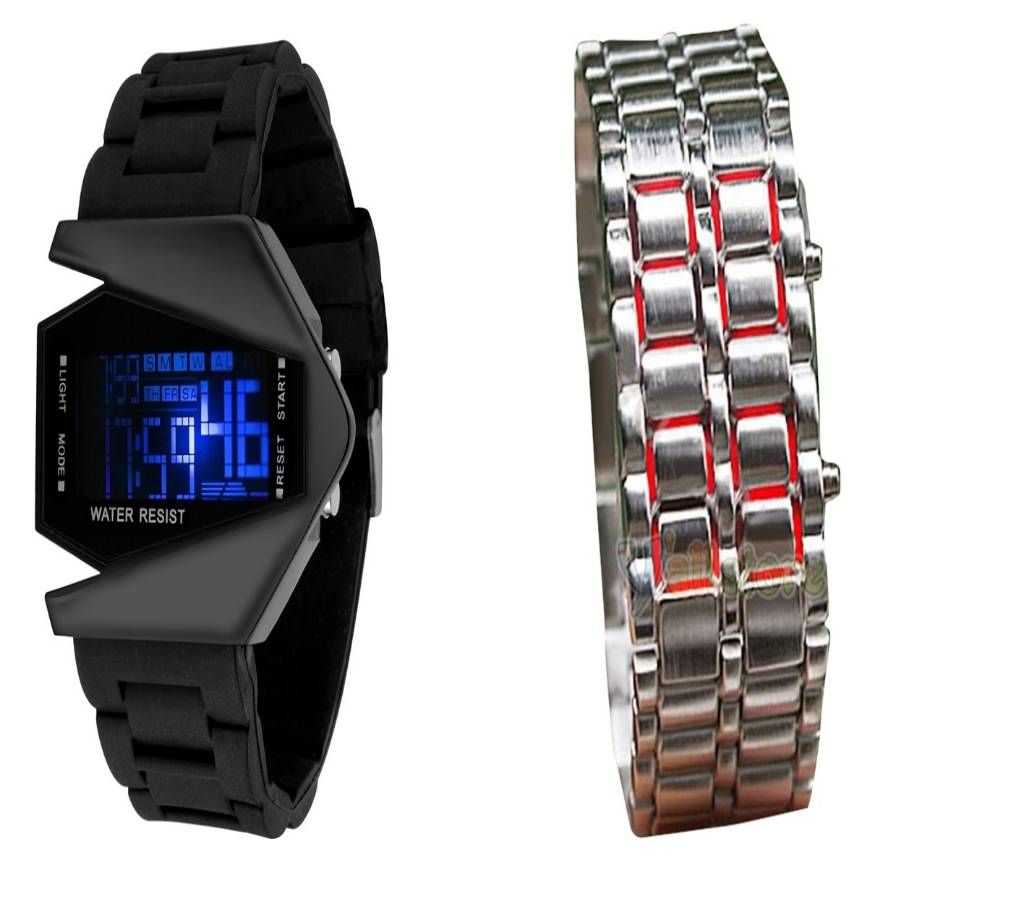LED Fighter & Samurai Wrist Watch Combo