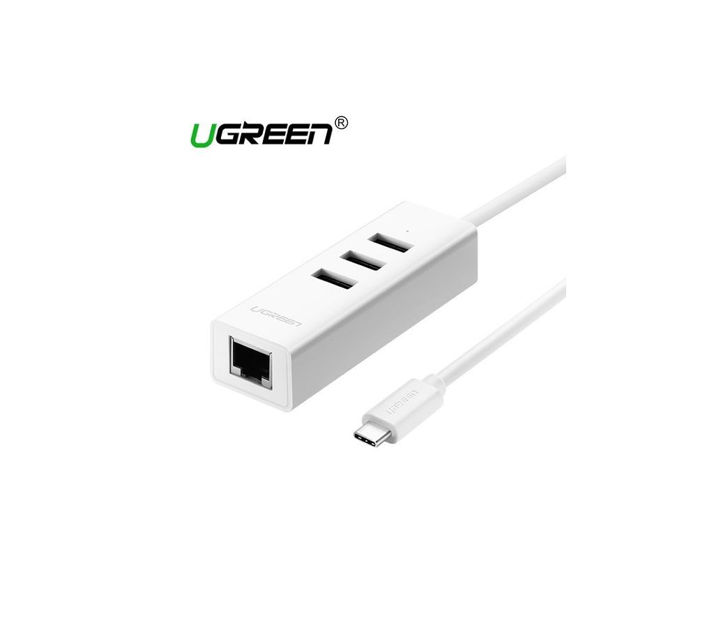 UGREEN 3 Port USB 2.0 HUB + 10/100Mbps Ethernet LAN