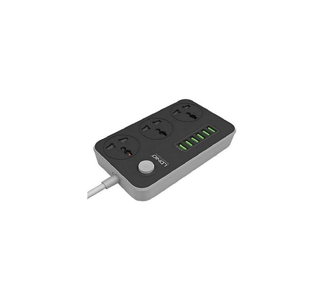 SC3604 Power Strip with 3 AC Sockets and 6 USB Ports - Black