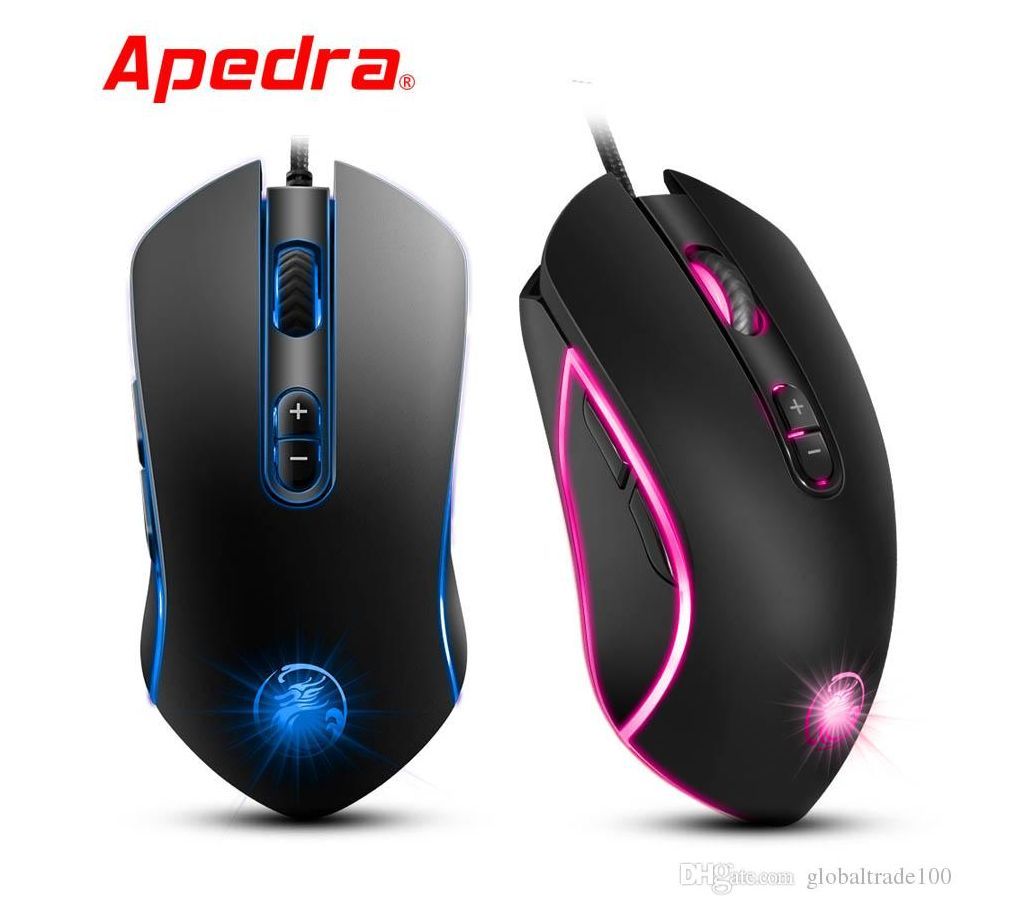 Apedra A6 Gaming Mouse Wired USB Game Mice 7 Button 3200DPI Left Right Hands Ergonomic Optical Gamer Mouse