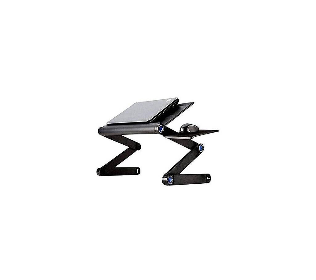 Multi Functional Mobile Laptop Table Stand with mouse pad and Two cooling fan - Black