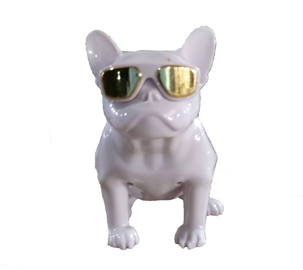wireless Bluetooth Speaker Dog Gold Glasses French- White