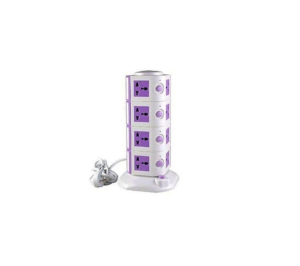 Four Level Multiplug Socket - White and Purple
