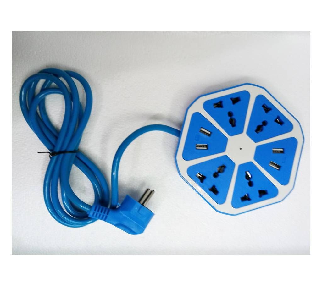 4 USB and Four Socket Multiplug- Blue