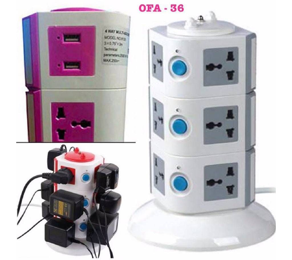 Multiplug with USB plug