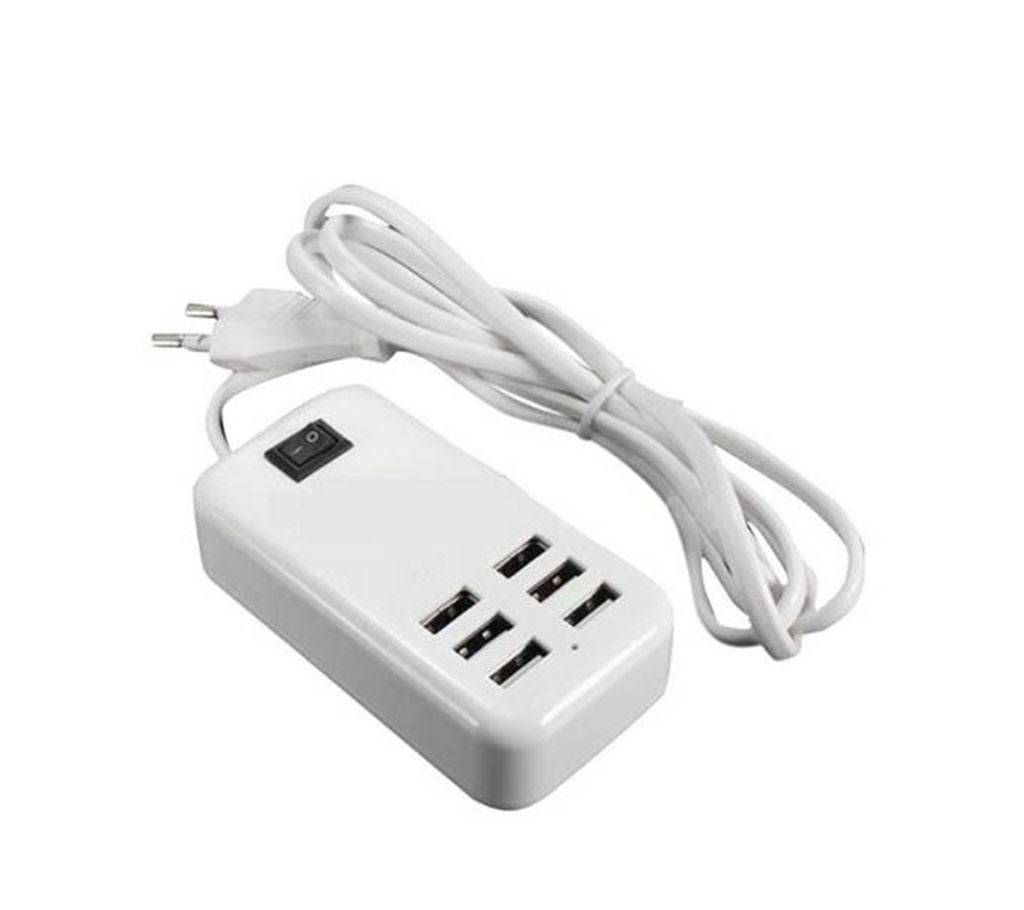 USB Charger 6 Port - White