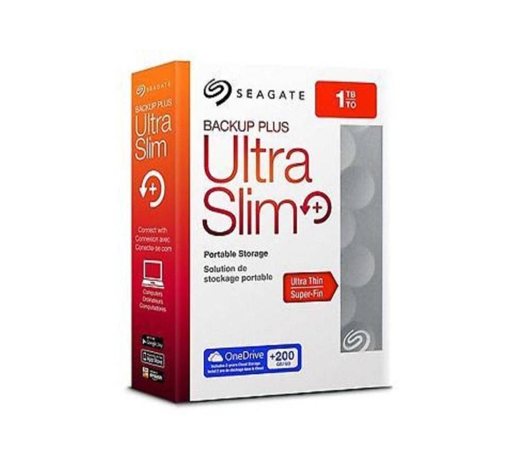 Seagate - Backup Plus Ultra Slim 1TB External Hard Drive - Platinum - 001