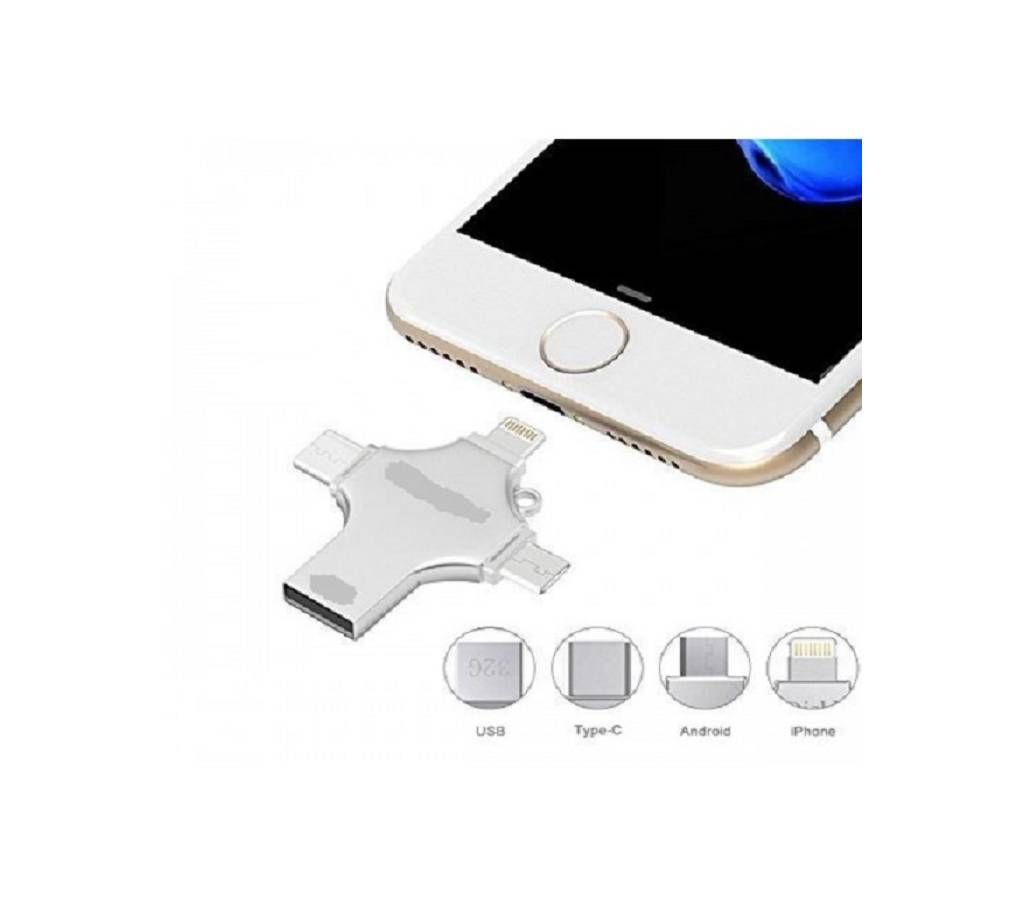 4 in 1 Pen-Drive 64GB Metal Body OTG Pendrive USB 3.0 Android And ISO Type-c PC