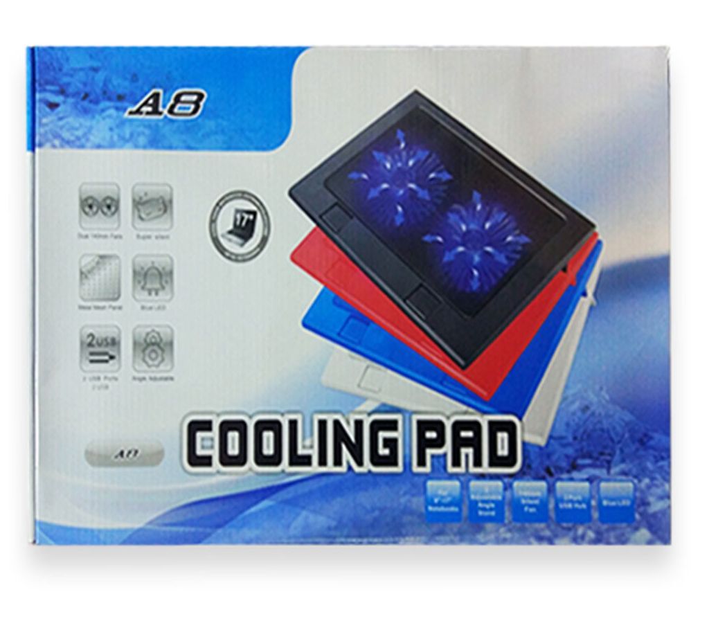 SUNTECH A8 Double Fan LED Laptop Cooling Pad - Black
