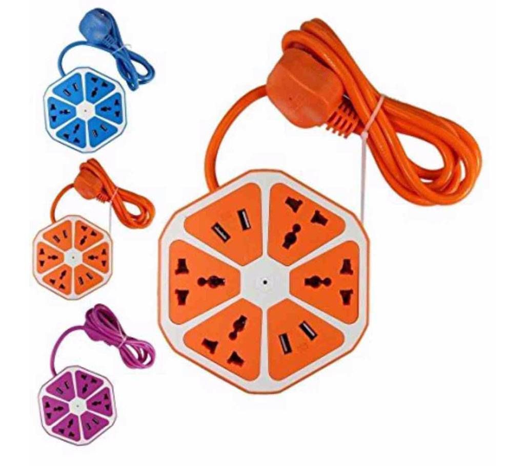 Hexagon Multi Plug with 4 port USB