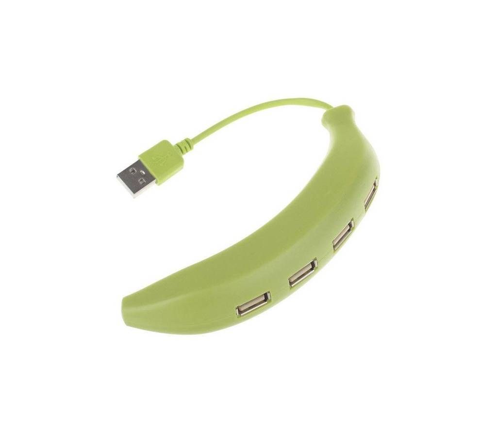 Portable1 x 4 USB Hub 4-port Plastic 480Mbps Banana Shape High Speed USB 2.0